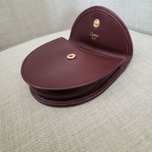 CARTIER Elegant Mast Bordeaux Vintage Leather Coin Purse
